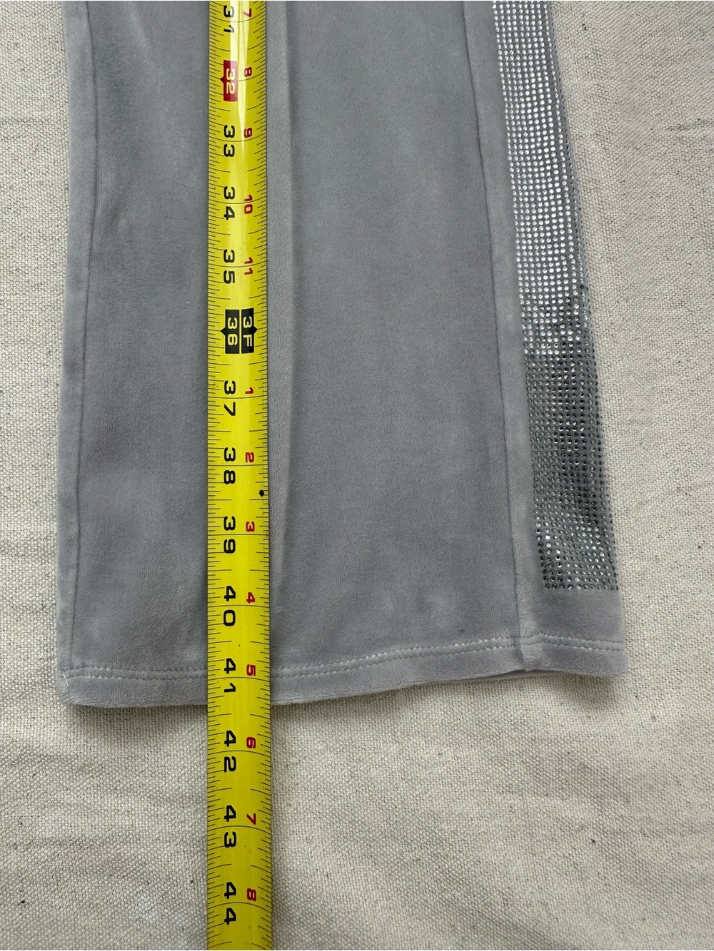 Juicy Couture 25th Anniversary Silver Ice Velvet Rhinestone Track Pants Flare XS - Picture 4 of 10